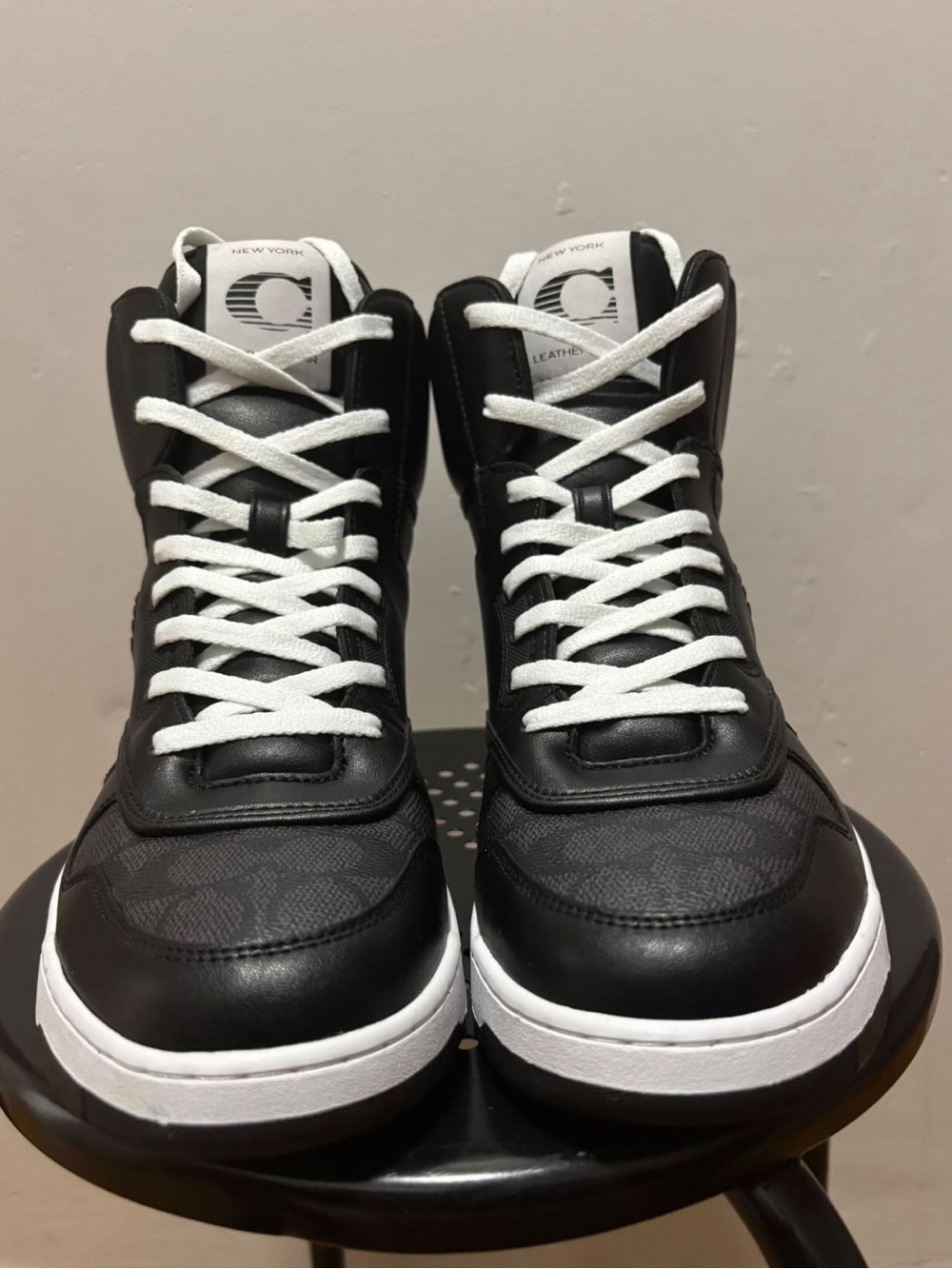 Brand New Coach Black and White High-Top Sneakers